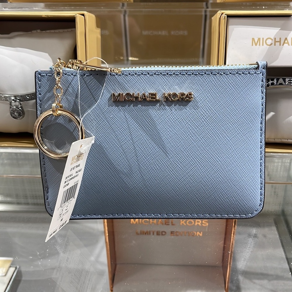 MICHAEL KORS SMALL TOP ZIP COINPOUCH WITH ID CARD CASE WALLET 
PALE BLUE
NWT - Picture 12 of 16